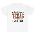 She's From Texas I Can Tell western graphic T-shirt in White