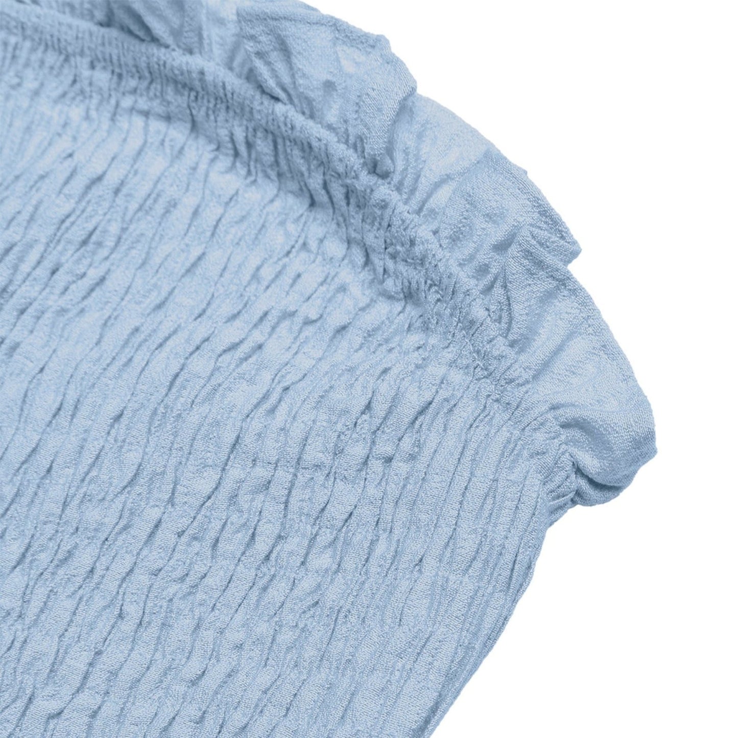 Smocked Strapless Ruffle Hem Romper - Blue-Trendsi - Solazura Boutique