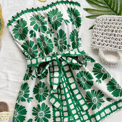 Smocked Strapless Ruffle Hem Romper-Trendsi - Solazura Boutique