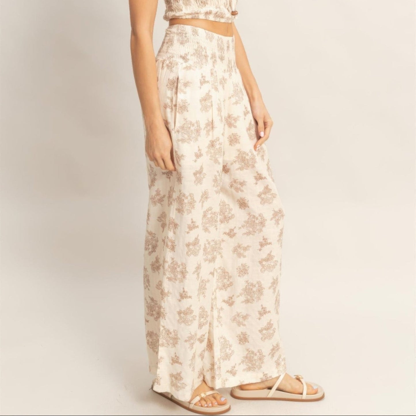 Smocked Tube Top & Wide-Leg Pants Set - Black, Burgundy & Beige-Solazura Boutique - Solazura Boutique