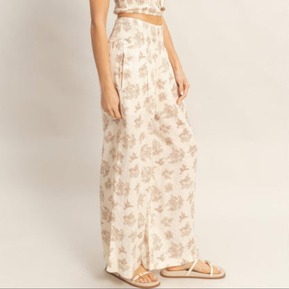 Smocked Tube Top & Wide-Leg Pants Set - Black, Burgundy & Beige-Solazura Boutique - Solazura Boutique
