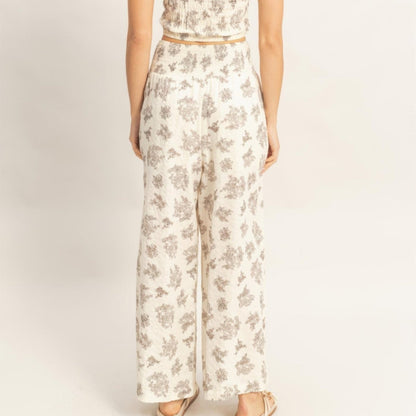 Smocked Tube Top & Wide-Leg Pants Set - Black, Burgundy & Beige-Solazura Boutique - Solazura Boutique