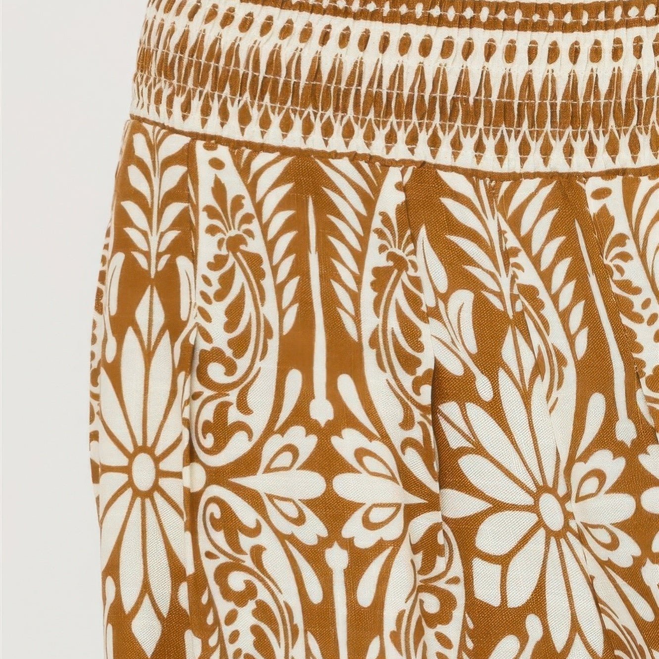 Smocked Waist Floral Pants - Black, Brown & Blue-Solazura Boutique - Solazura Boutique