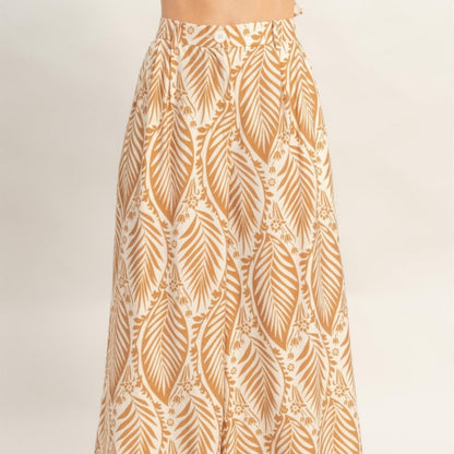 Strapless Pleated Top & Print Pants Set - Black, Light Brown, Blue & Red-Solazura Boutique - Solazura Boutique