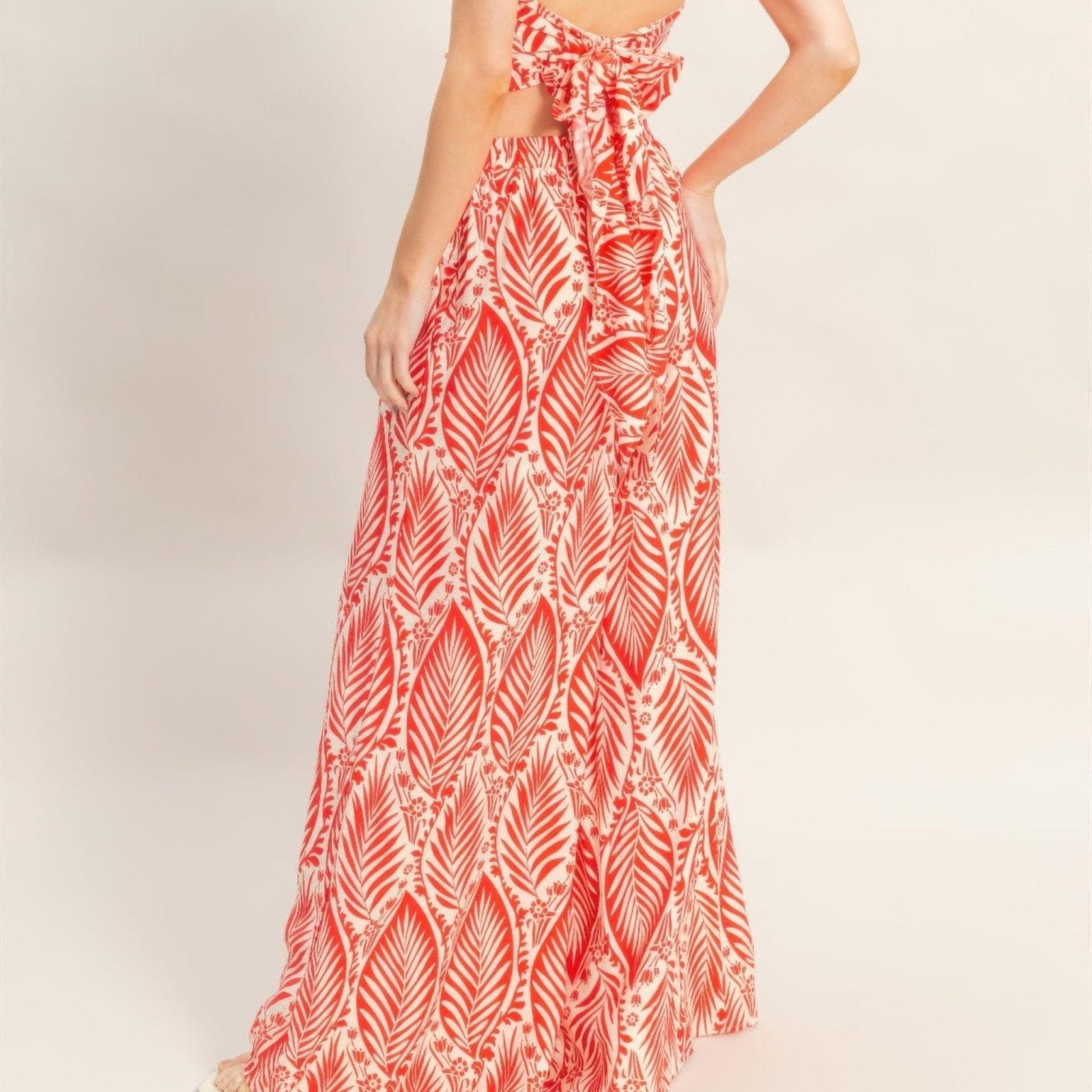Strapless Pleated Top & Print Pants Set - Black, Light Brown, Blue & Red-Solazura Boutique - Solazura Boutique