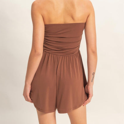 Strapless Shirred Waist Romper - 5 Colors-Solazura Boutique - Solazura Boutique