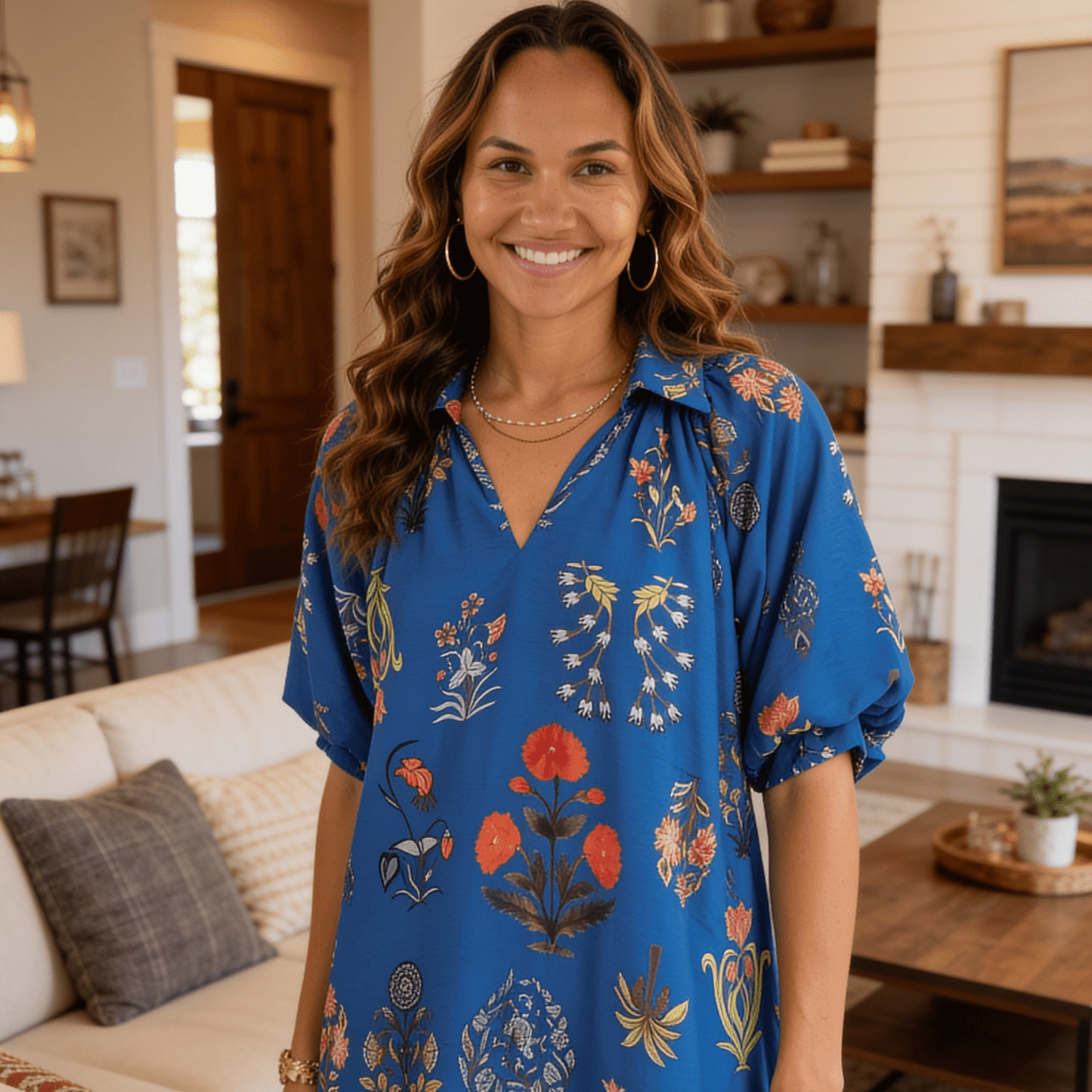 Umgee Floral Encyclopedia Print Mini Dress-Trendsi - Solazura Boutique