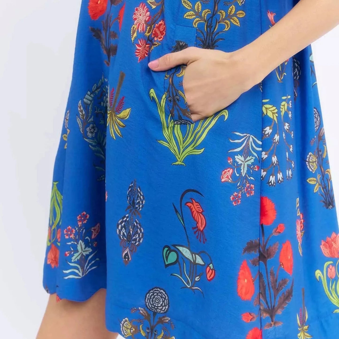 Umgee Floral Encyclopedia Print Mini Dress-Trendsi - Solazura Boutique