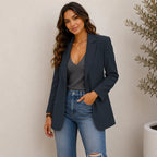 Women's dark grey lapel slim blazer