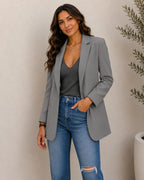 Women's light grey lapel slim blazer
