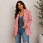 Women's pink lapel slim blazer