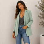 Women's sage green lapel slim blazer