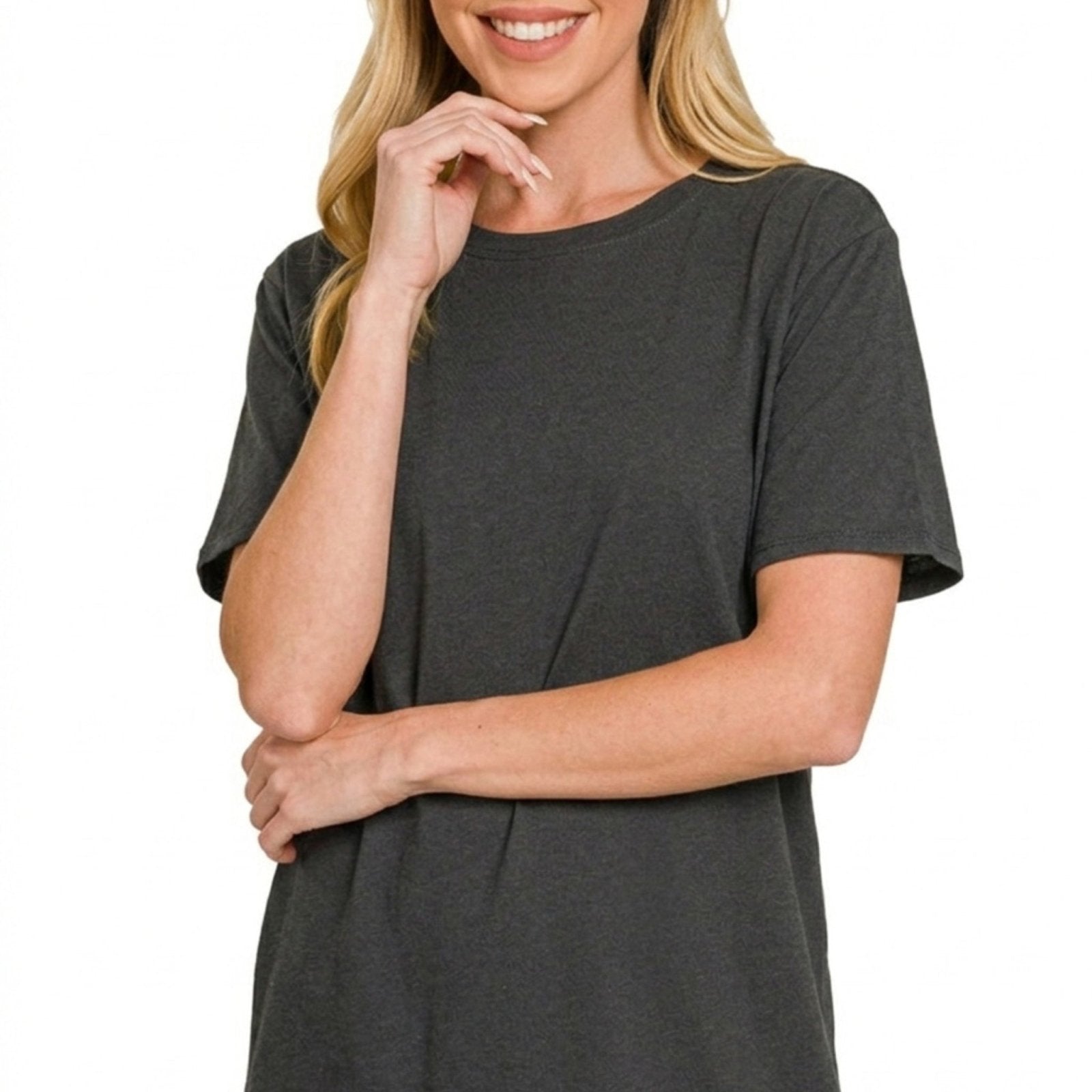 Zenana 100% Cotton Boyfriend Round Neck Relaxed Tee-Trendsi - Solazura Boutique