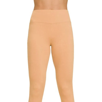 Front view of the Zenana Microfiber Waistband Leggings in Dark Brush.