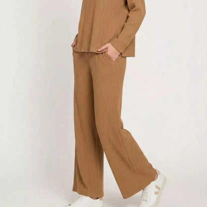 Zenana Viscose Sweater Top & Pants Set - Deep Camel-Trendsi - Solazura Boutique